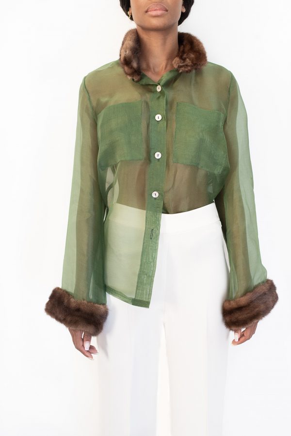 Green shirt with Mink